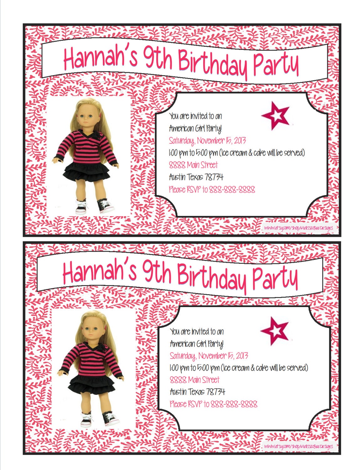 PRINTABLE American Girl Doll Inspired by MelissaBeeDesigns on Etsy