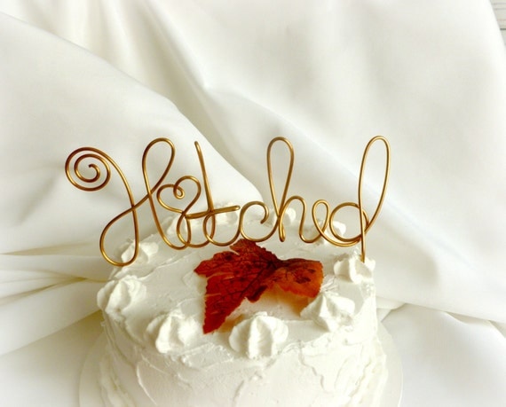 Fall Wedding Decor, Hitched Cake Topper Style 5