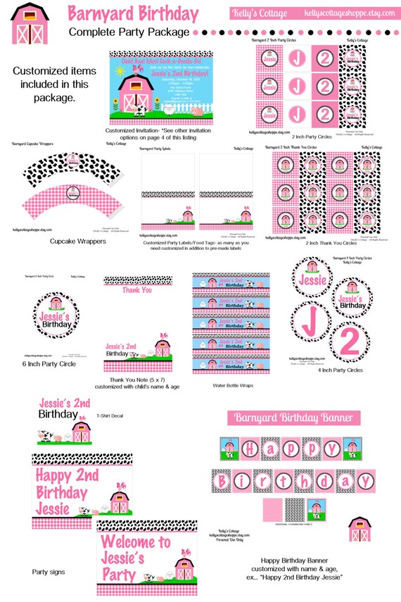 Barnyard Birthday Party Package...Custom, Printable DIY Package Il_570xn