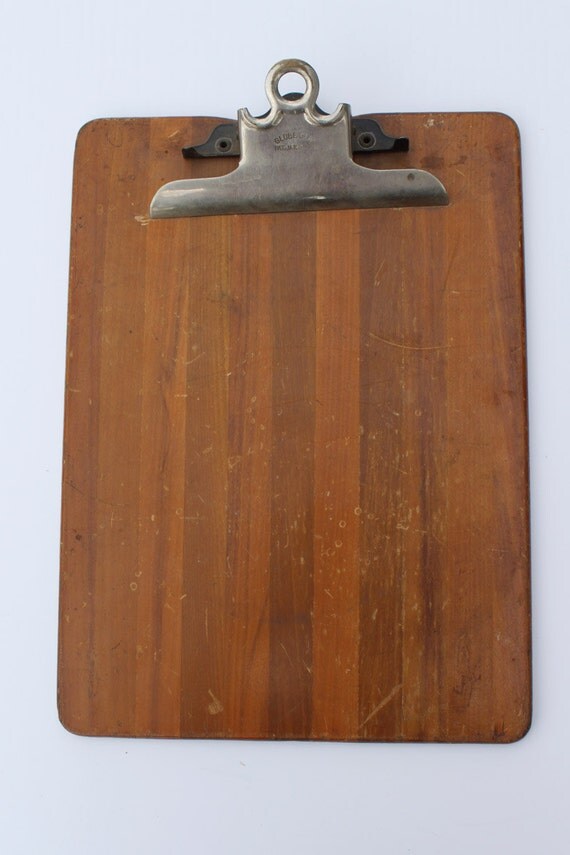 Antique Wood Globe Clip Clipboard Butcher Block by ItsStillLife