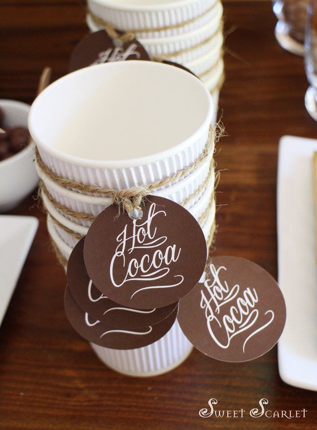 HOT Cocoa Bar 2 inch Circle Party Dots - Printable File - Use for Hot Cocoa Cups Il_570xn