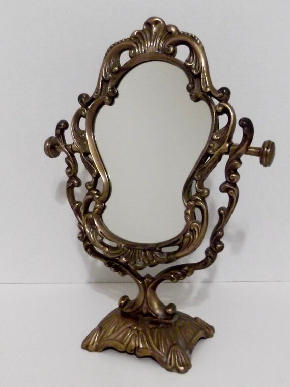 Vintage Brass Mirror Art Nouveau Vanity by SusieSellsVintage