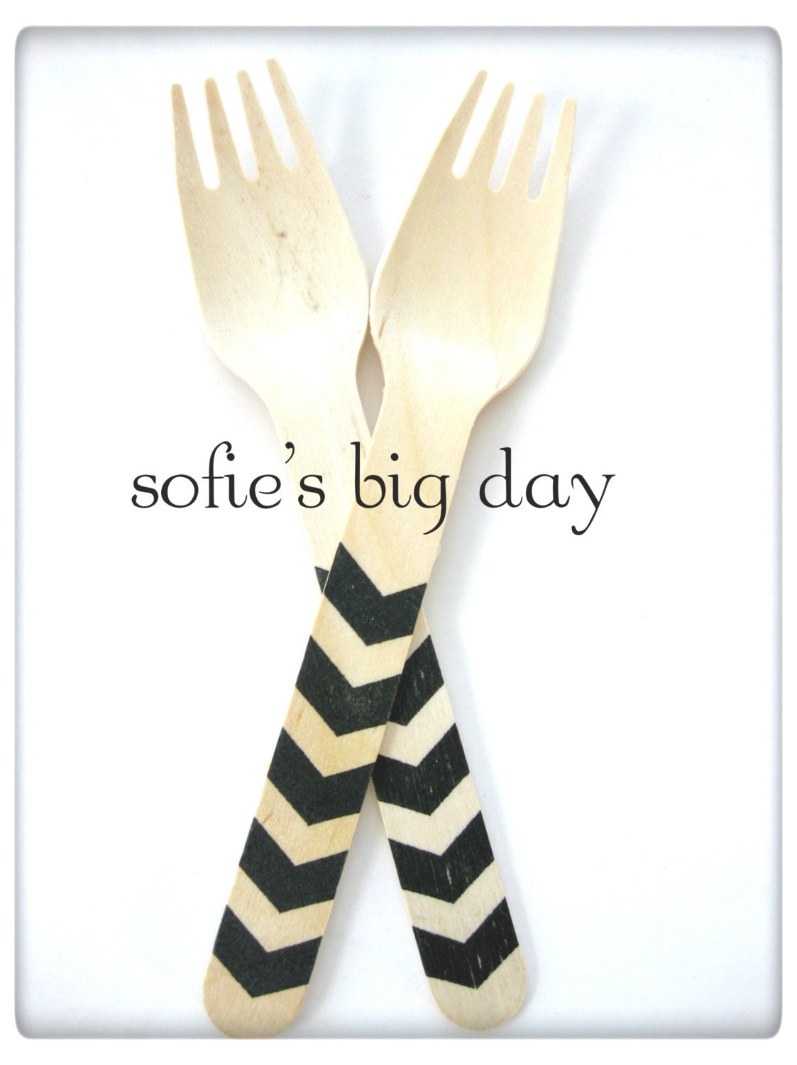 Hand Stamped Wooden Utensils- chevron striped utensils-wooden ice cream spoons-50 count Il_570xn