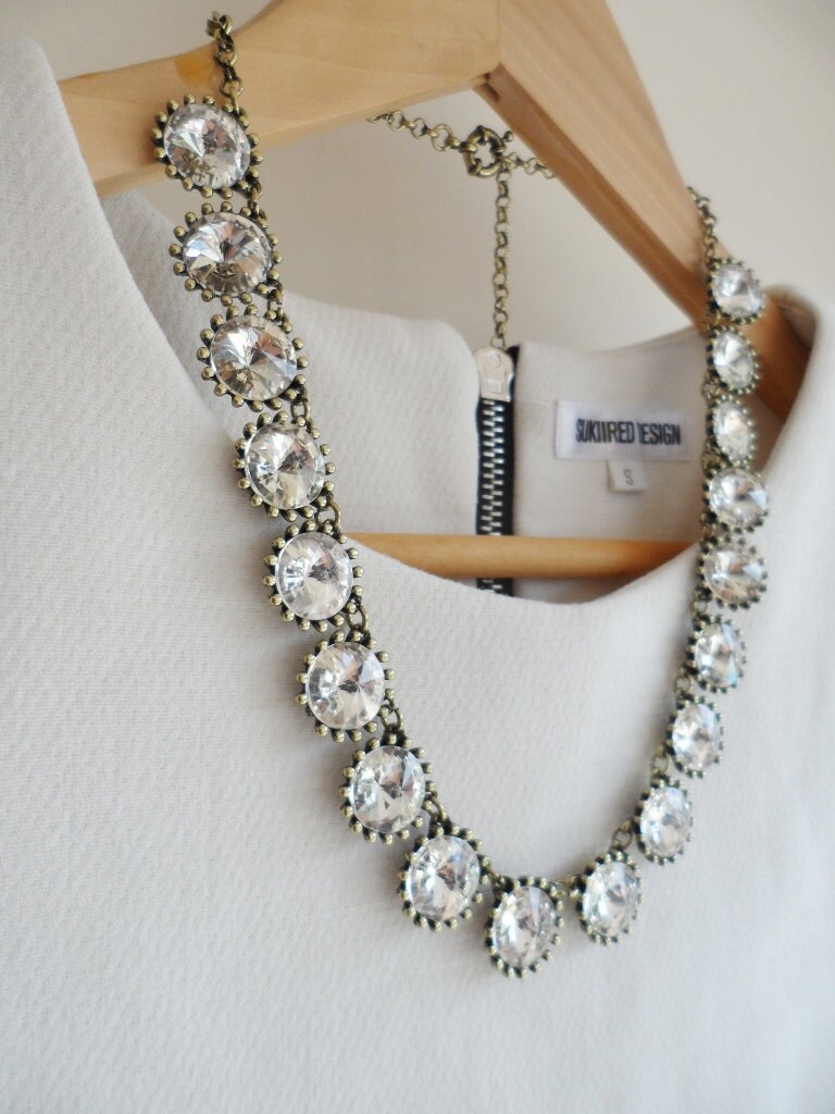 Clear Jewel Crystal Bling Statement Necklace