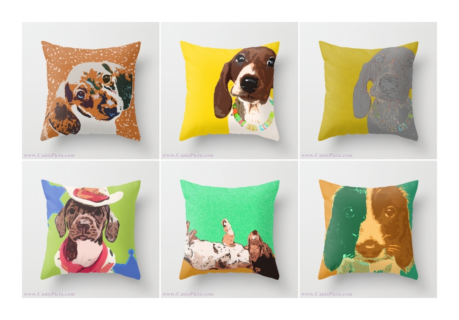 Dachshund Dog ONE 16x16 Throw Pillow Cover Graphic Print Doxie Whimsical Puppy Bright Home Decor Pop Couch Art Loft Urban Fun Kids Gift
