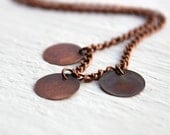 Simple Antique Copper Circle Metal Disc Necklace - Handmade Fall Jewelry - Ready to Ship - belleonabudget
