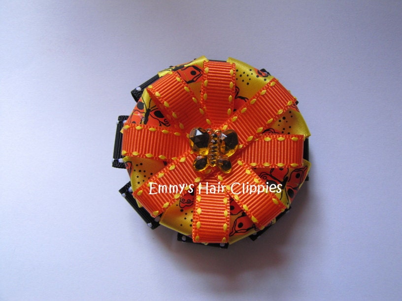 Monarch Butterfly Hair Bow Clippie - EmmysHairClippies