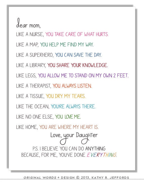 Personalized Letter To Mom Print Sentimental By Thedreamygiraffe