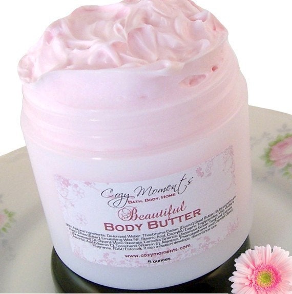 Pink Marshmallow scented Beautiful Body Butter, Paraben Free - with Shea Butter, Cocoa Butter, and Japanese Green Tea (5 oz)