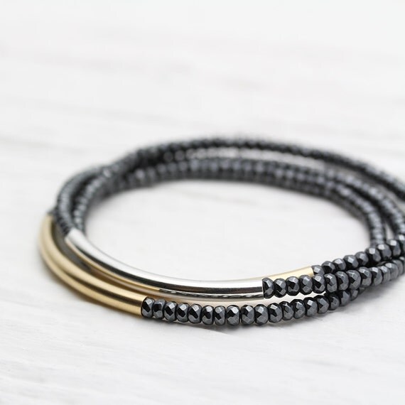 Gold Silver Shiny Bracelet Set / Perfect Stacking by byjodi