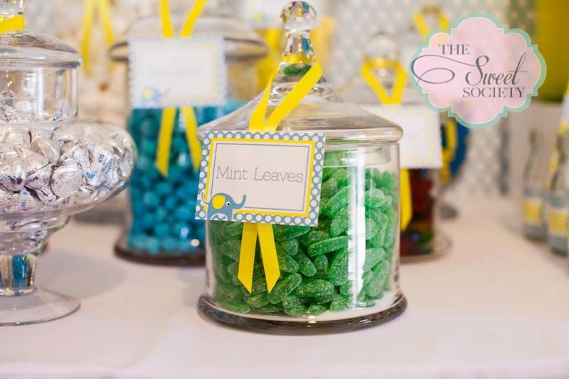 ELEPHANT CHEVRON DOT Printable Food / Buffet Label - Blue and Yellow Il_570xn