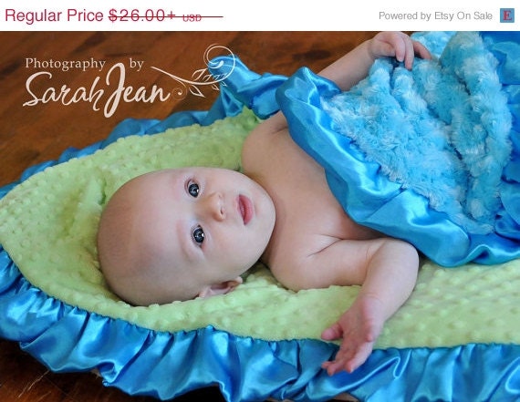 ON SALE Personalized Minky Baby Blanket in Sage and Turquoise Plush Rose Swirl Blanket - MinkyBabyGifts