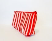 Cotton Zipper Pouch  Medium Pouch Cosmetic Bag Pencil Case - Peppermint Pouch - handjstarcreations
