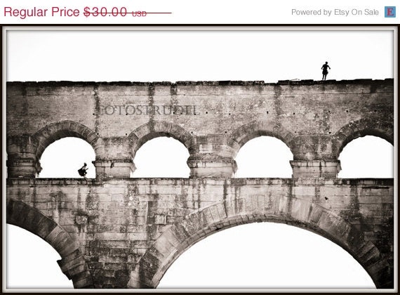 SUMMER SALE Southern France Photograph. The Pont du Gard - Roman Aqueduct - Nimes, France. 10x10 or 8x12 - fotostrudel