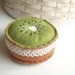 Green and Brown Embroidered Kiwi Fruit Felt Pincushion