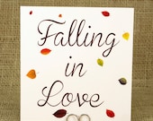 Falling in Love Sign 5x5 or 10x10 - Autumn Wedding Sign - WeddingMonograms