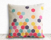 Geometric Pillow Cover, Pillow Cover, Pillow Cover Geometric, Linen Pillow Cover, 18x18 - Printed Geometric - 101 - 5CHomeDecor