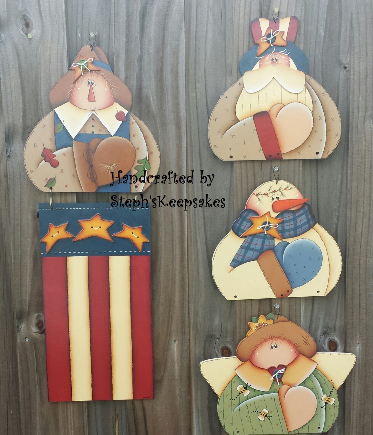 Seasonal American Flag wall hanguing 4th of by stephskeepsakes