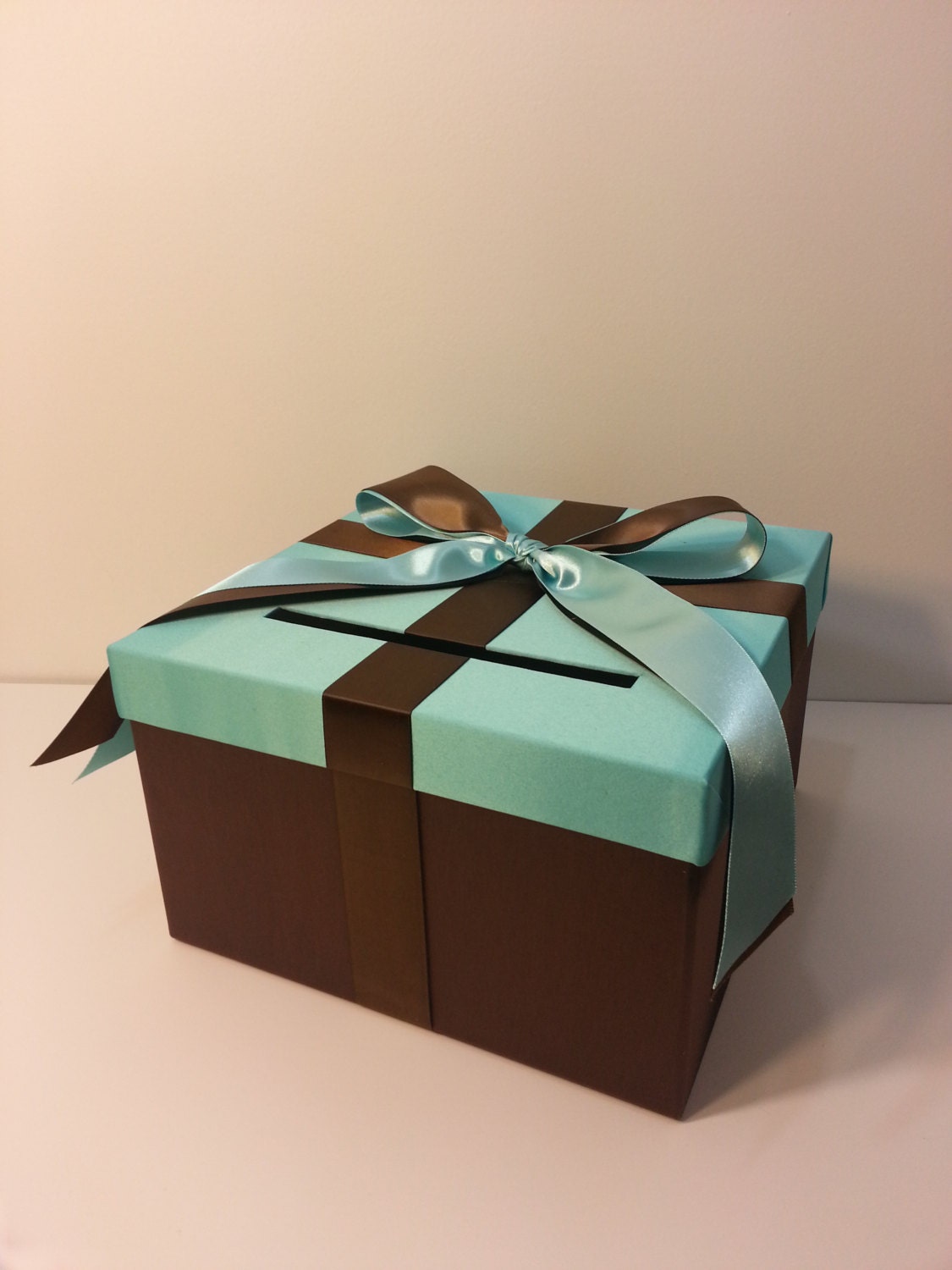 Blue /Choco Brown Wedding Card Box Gift Card Box by