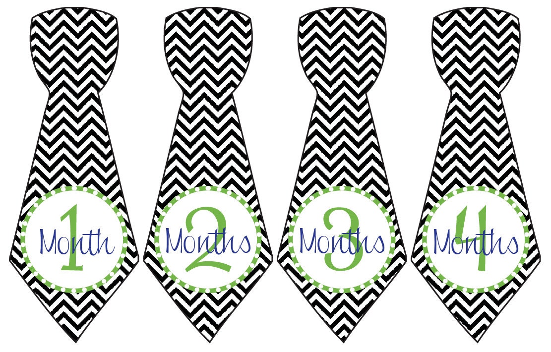 Baby Month Stickers Boy Monthly Stickers Green Black Chevron Preppy Boy Tie Month Sticker Baby Shower Gift Photo Prop Tommy-T Il_570xn