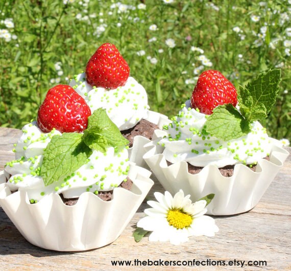 Small White Bkwing Cups Wedding Cupcake by thebakersconfections