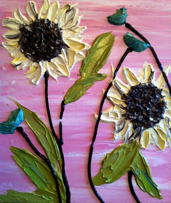 Items similar to Sunflower painting Thick Acrylic Painting