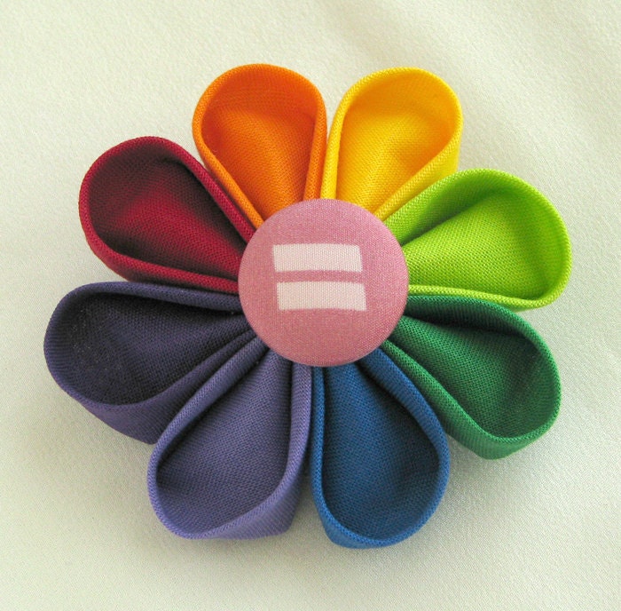Marriage Equality Rainbow Pride Flower Pin by dorothydesigns