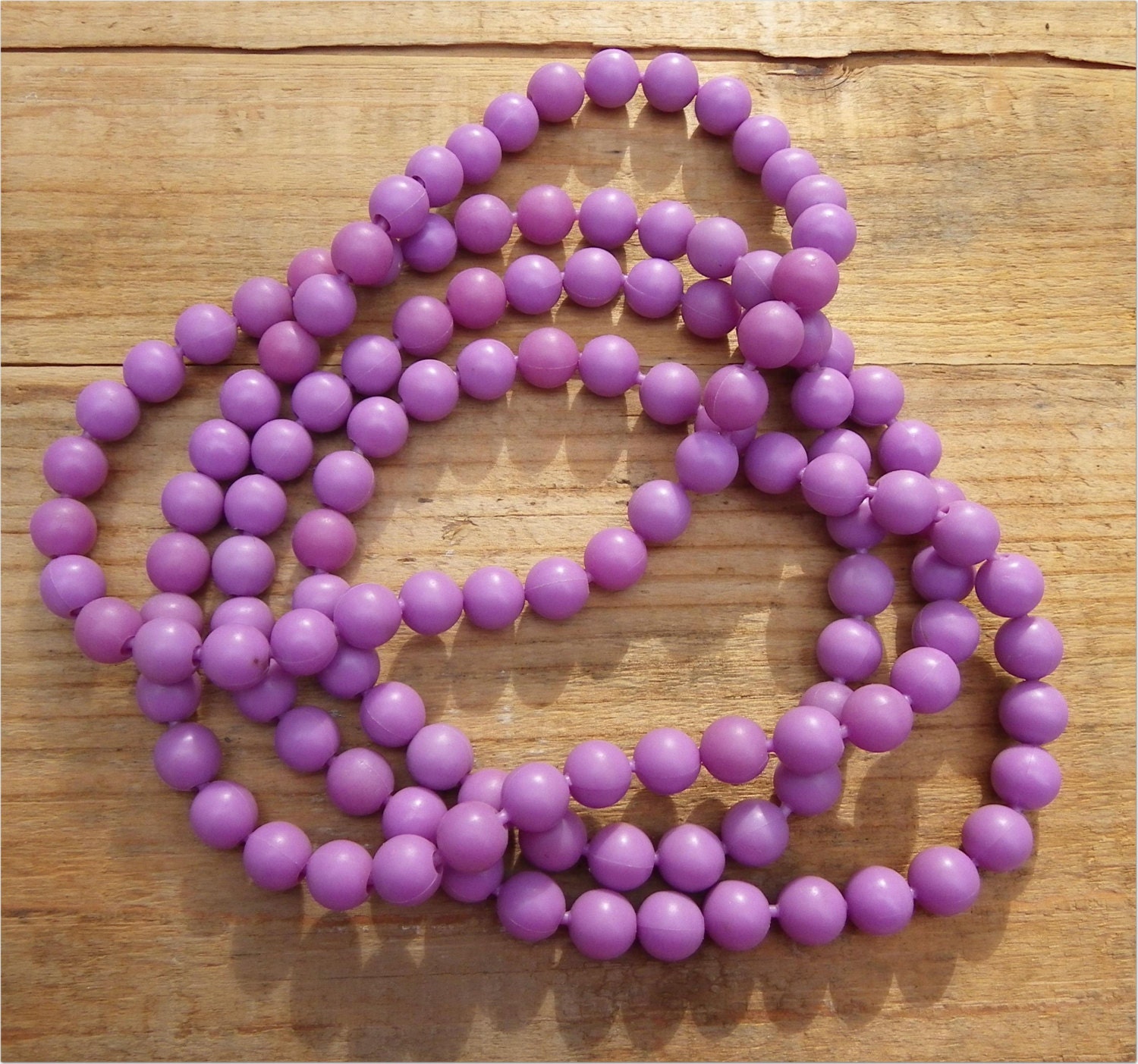 POP BEAD NECKLACE Purple Plastic 60 Long by RogueValleyVintage