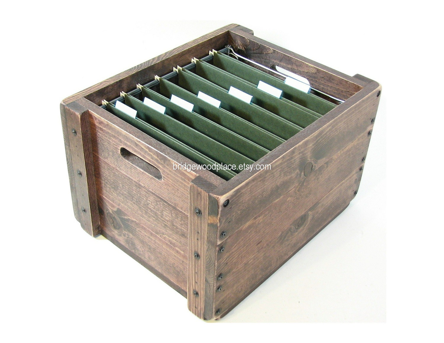 Wooden File Crate Wood Filing Box Office File by BridgewoodPlace
