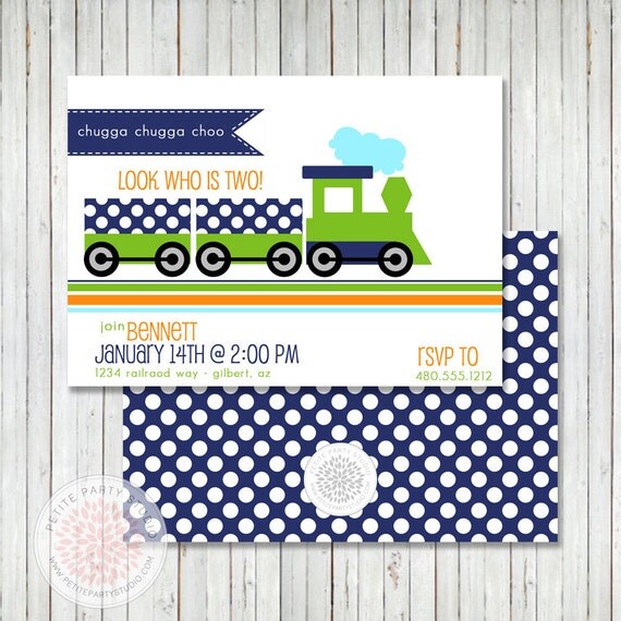 Choo Choo Train Printable Birthday Party Invite - Petite Party Studio Il_570xn