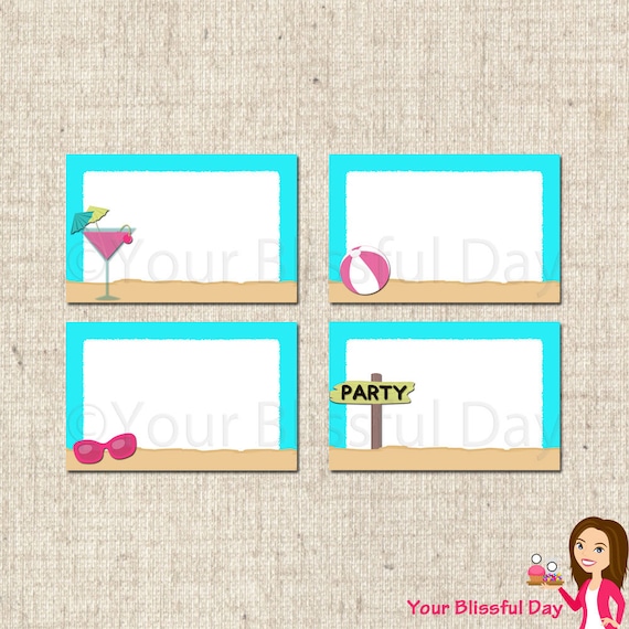 PRINTABLE Adult Beach Party Label Tents Il_570xn