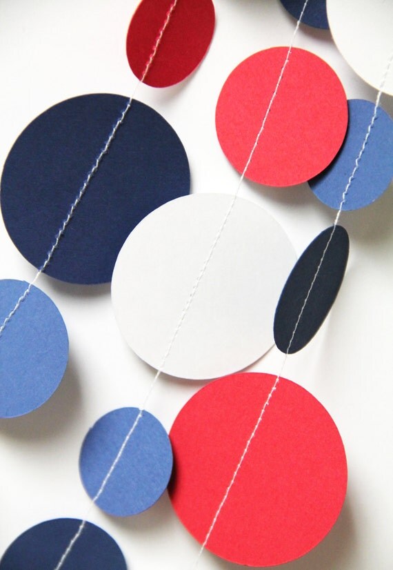 Red, White & Blue circle garland (15 feet) - READY TO SHIP Il_570xn