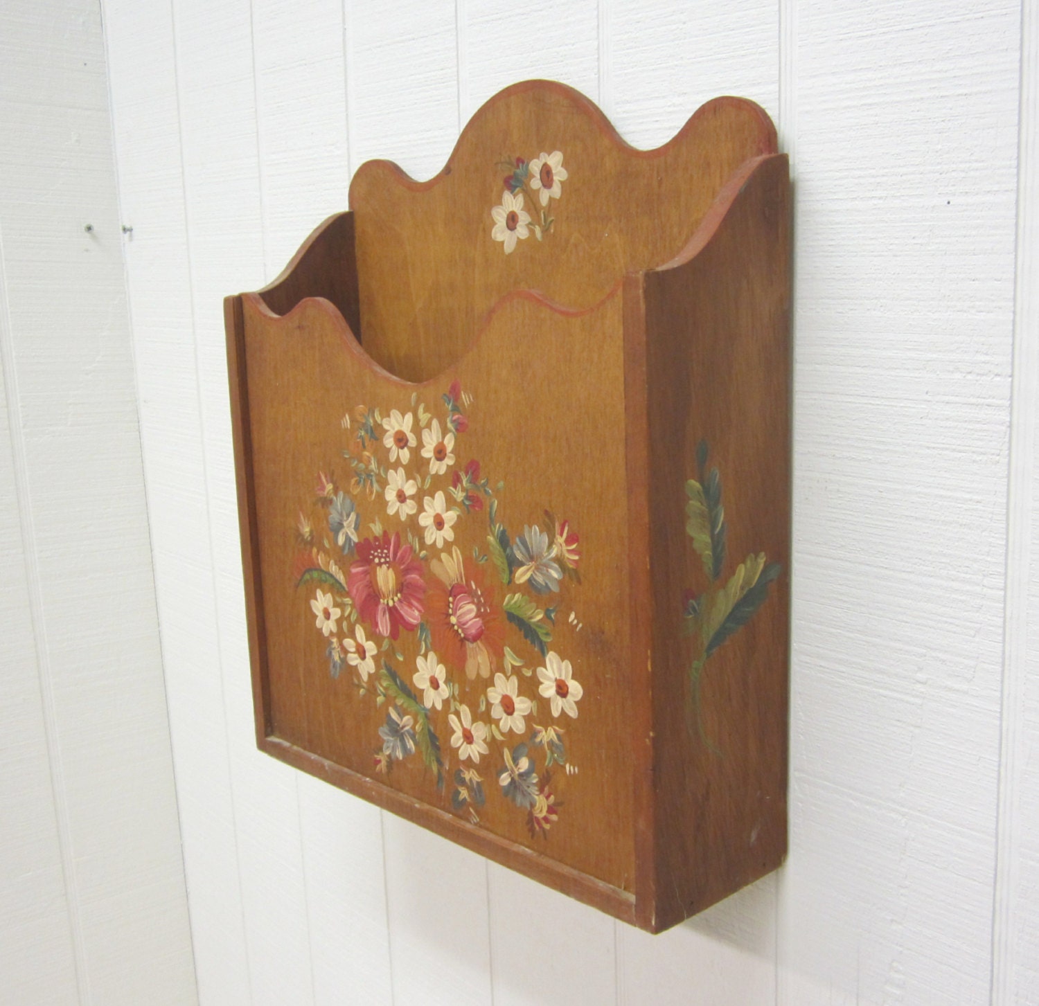 Vintage Wooden Wall Pocket Wall Pouch Wall Box by thejunkman