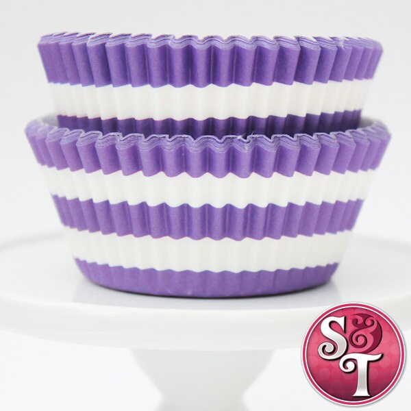 Rugby Stripe Purple GREASEPROOF Baking Cups Cupcake Liners - Quantity 50 Il_570xn