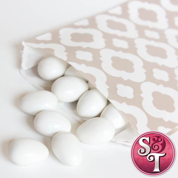 Quatrefoil Greige Goodie Favor Treat Bags - Qty 12 Il_570xn