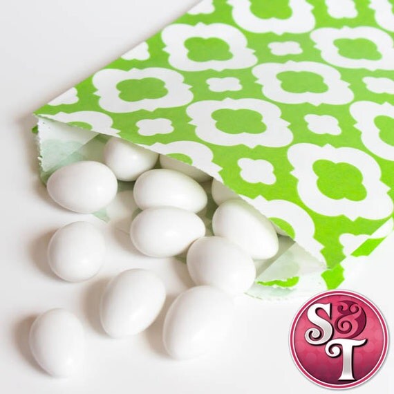 Quatrefoil Lime Goodie Favor Treat Bags - Qty 12 Il_570xn
