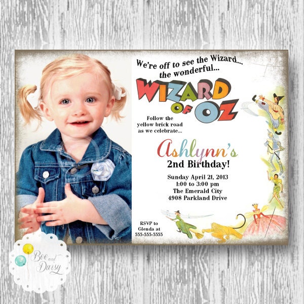Wizard of Oz Inspired Printable Photo Invite for Baby Shower or Birthday Party DIY Invitation by BeeAndDaisy Il_570xn