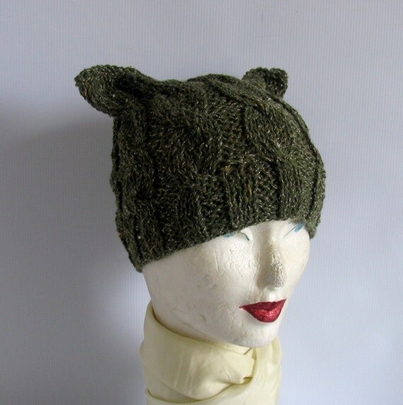 Items similar to SALE Cat Ears Hat Cat Beanie Chunky Knit Winter Accessories ...