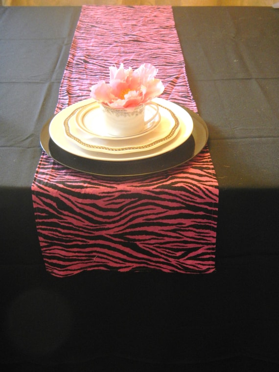 Animal Print Table Runner Pink and Black Zebra by LolaRoseDesigns