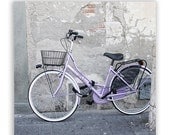 CIJ Sale - Bicycle Photography, pastels, purple home decor, europe decor, Italy photos,  - "La Bicicletta" - 8x8 Fine Art Photograph - ParrishHousePhotos