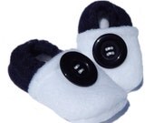 Fleece Baby Slippers - Soft-soled Black & White - 3-6mo, 12-18mo, 18-24mo - LittleTadpoleDesigns