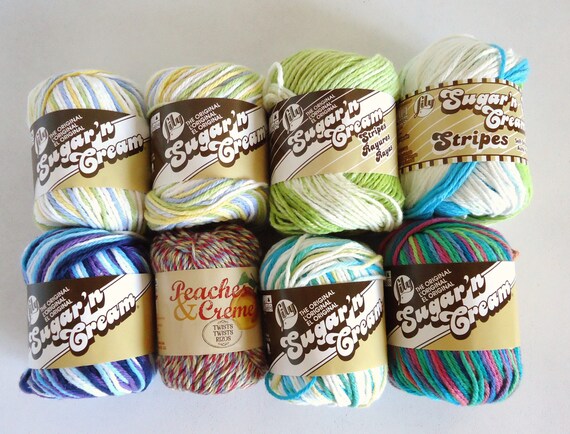 Lily Sugar 'n Cream Yarn Lot of 8 Cotton Yarn Mixed by JCstars