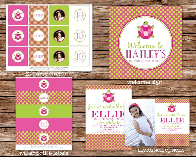 Printable Preppy Turtle Birthday Party Package Il_570xn