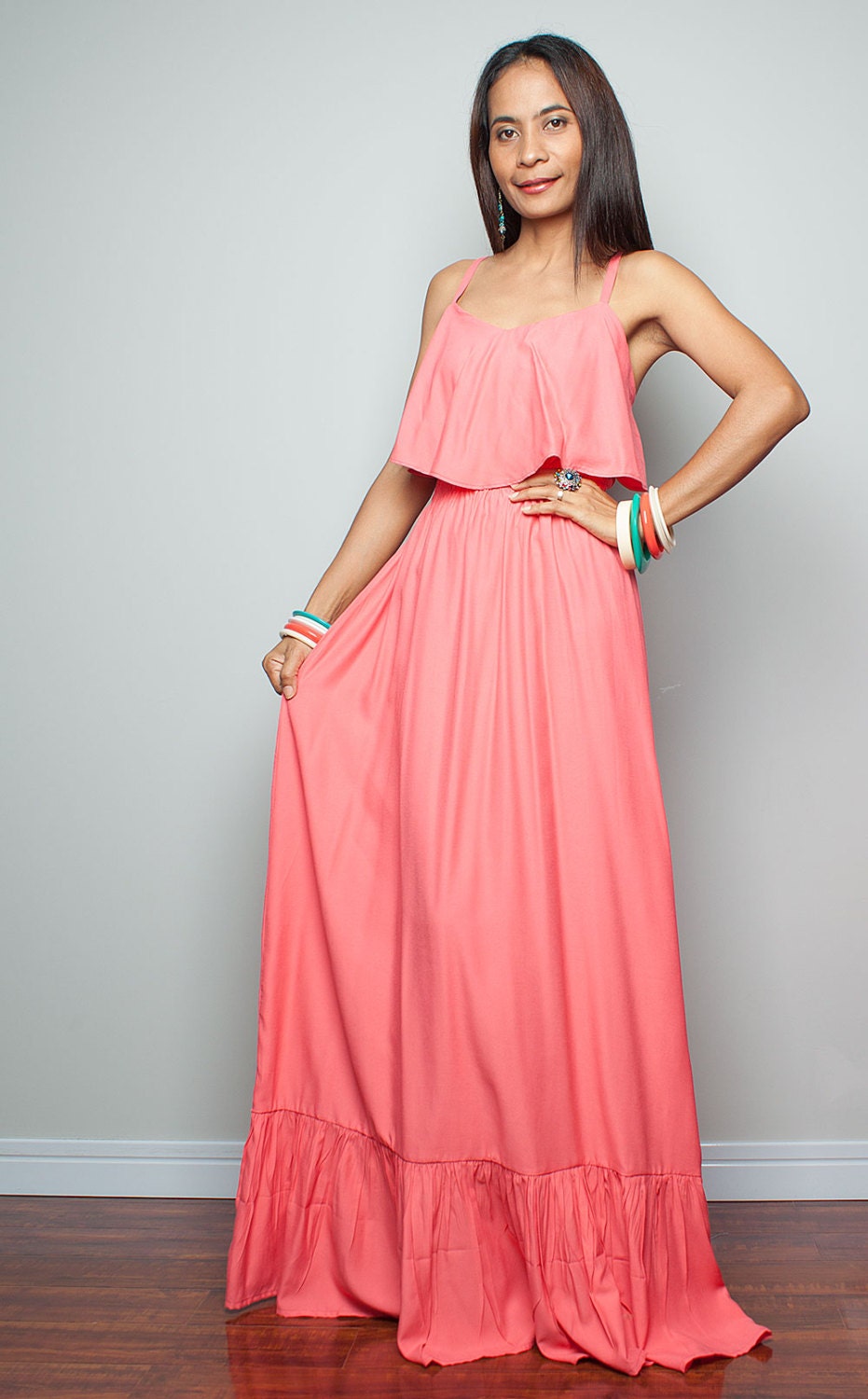 Evening Dress - Coral Cocktail Dress: Sunny Dreams Collection II!