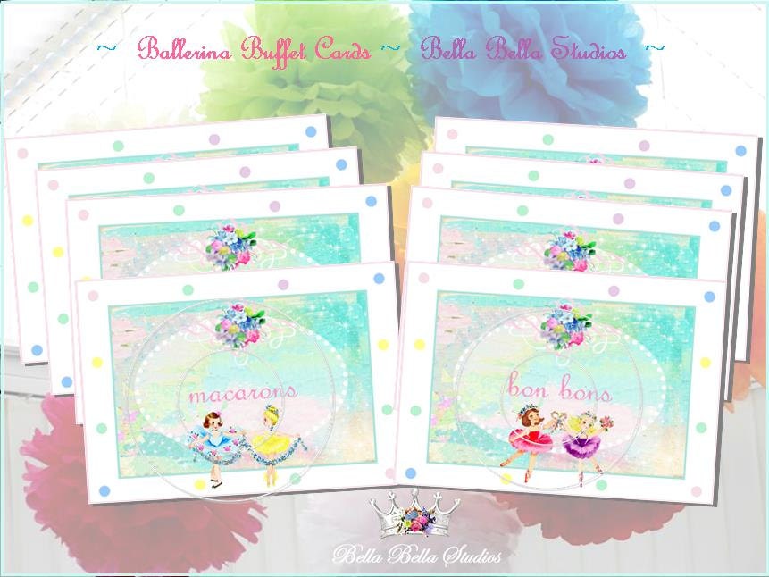 BALLET Birthday Party - Custom Printable BUFFET Cards - Bella Bella Studios Il_570xn