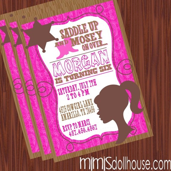 Cowgirl Invitation- Printable Western Cowgirl Birthday Invitation- Western Girl Invitation PDF/JPEG Il_570xn