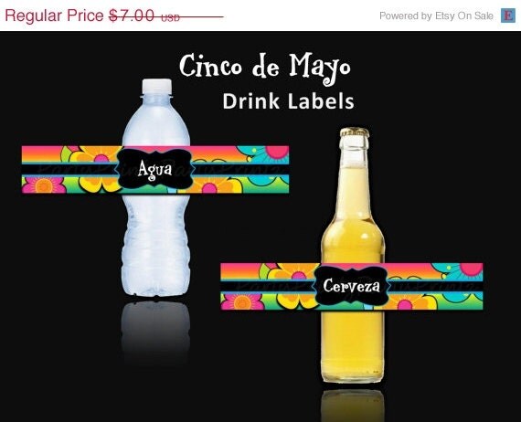 SALE INSTANT DOWNLOAD - Printable - Cinco de Mayo Fiesta - Printable Water Bottle / Beer Labels Il_570xn