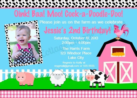 Barnyard Birthday Photo Invitation.... Custom, Printable, Digital Il_570xn
