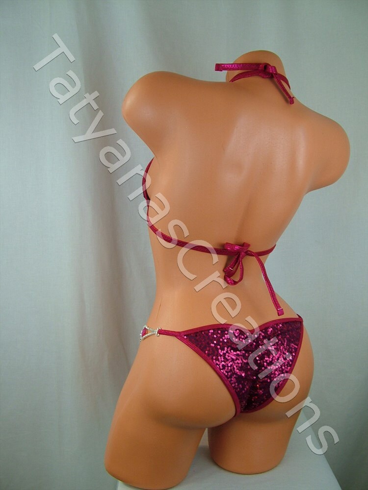 Burgundy Sequin Competition Bikini Suit B Cup By TatyanasCreations