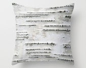 Birch Tree Bark - White, Black, Gray - Throw Pillow Cover - Earthy - BrookeRyanPhoto